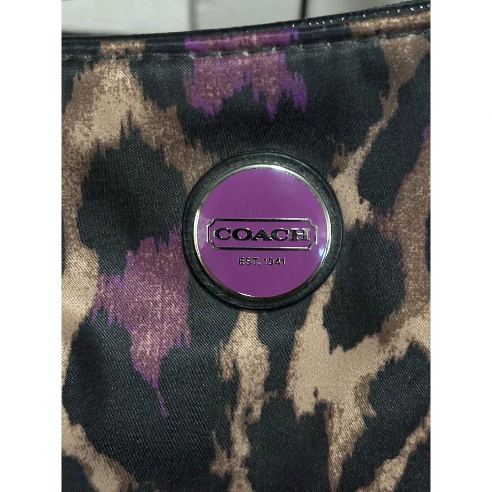 COACH NWT Ocelot Hobo Violet Multi Animal Print F26033 Large Logo